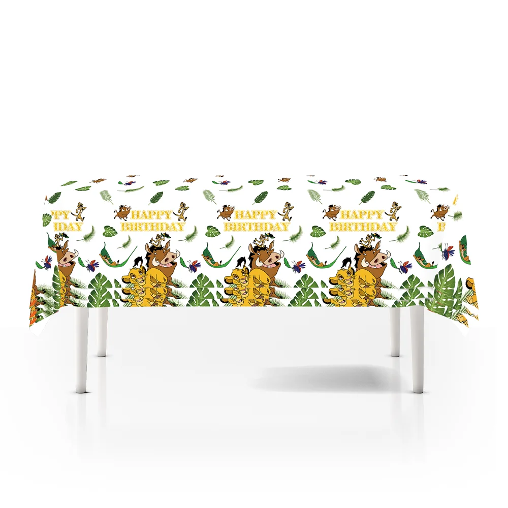 1/3pcs Lion King Simba Pumbaa Timon Jungle Printed Disposable Tablecloth Waterproof 108x180cm Safari Birthday Party Decorations view 4