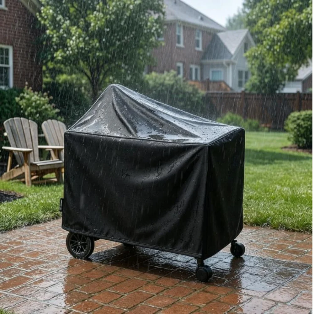 Outdoor BBQ Grill Cover 48.5''x25.5''x39.8'' Waterproof Weather Resistant 210D Silver-Coated Oxford Fabric Charcoal Grill Cover