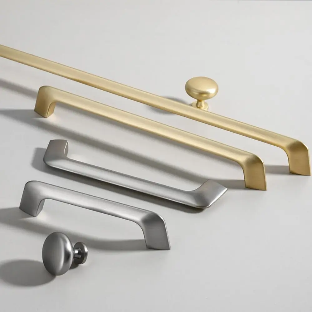 Brass Gold Finish Cabinet Door Handles Minimalist Design Hardware Accessories Drawer Handles Luxury Style Storage Handles