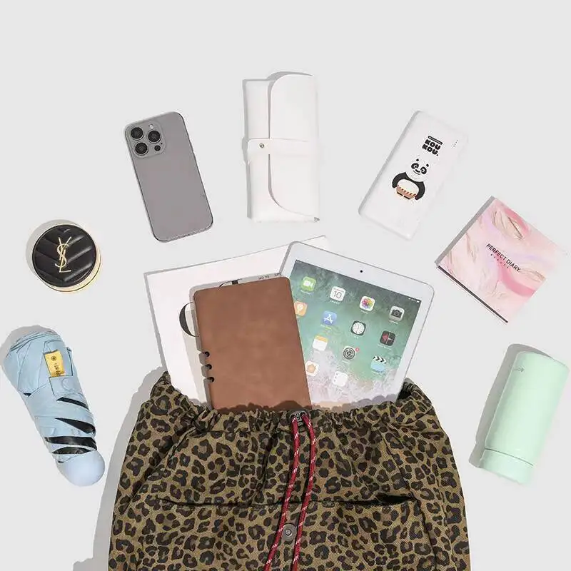 ليوبارد طباعة حقيبة الظهر محفظة النساء الرجال كبيرة المرأة على ظهره الجلود السفر عارضة Daypack حقيبة الظهر محفظة السيدات الكتف