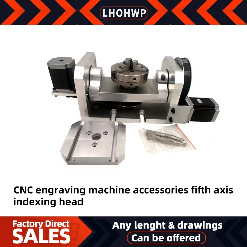 CNC Engraving Machine Accessories Fifth-Axis Indexing Head 180° CNC Three-Dimensional 360 Four-Axis linkage a-Axis Chuck Surface