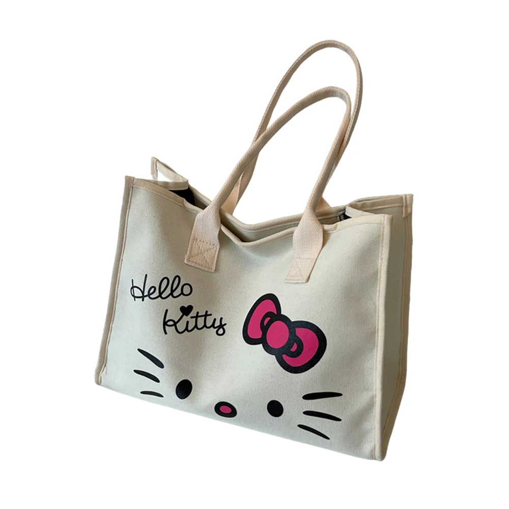 Hello Kitty Sanrio Y2k Tote Canvas Bag, Cute CanvasShoulder Bag, Cartoon Anime Handbag ForSchool Work Travel Shopping Schoolbag