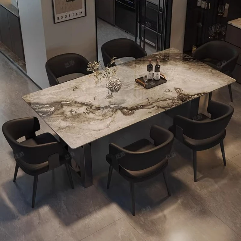 

Modern Rectangular Marble Dining Table for Small Apartment, Light Luxury Home Dining Room Table, High-End Restaurant Furniture