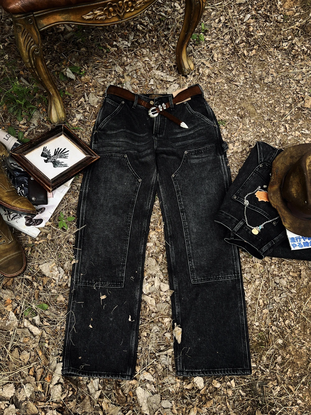Tailor Brando B01 Lumberjack Pants 12.8OZ Denim YKK Zipper Washed Distressed Vintage Men's Jeans