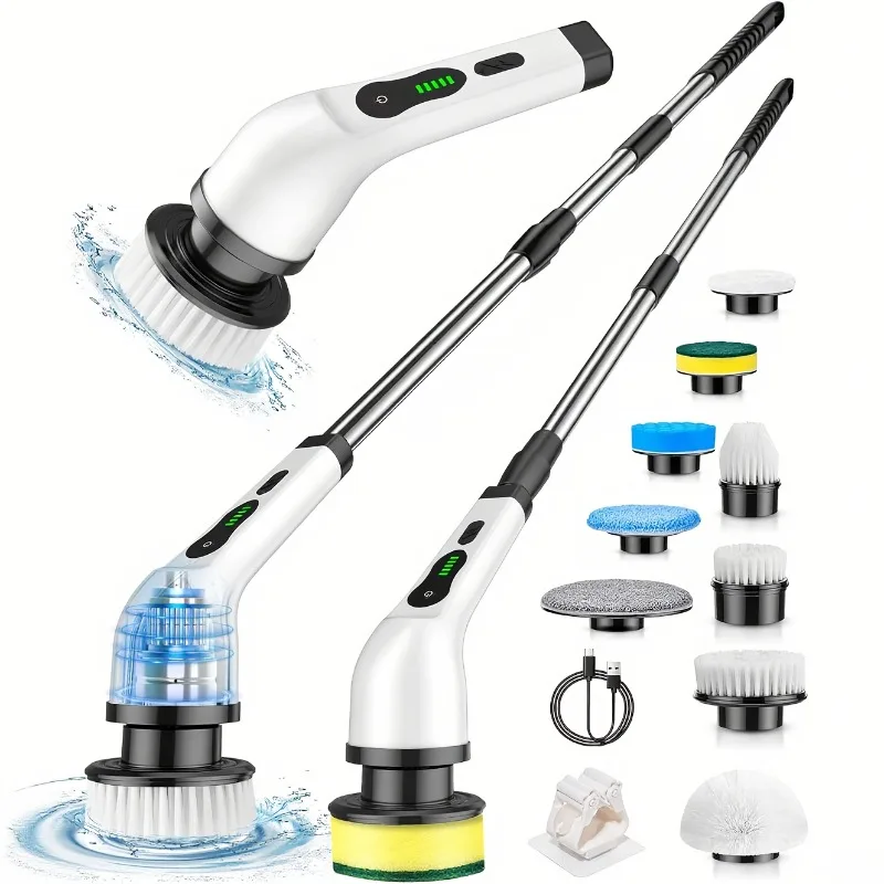 

Electric Rotary Washer – Cordless Cleaning Brush with 9 Replaceable Heads, Dual-Speed, LED Display, for Home & Car