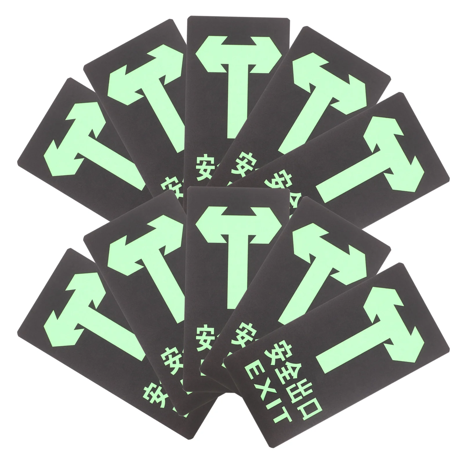 

10Pcs Energy Efficient Glow in Dark Safety Exit Stickers Luminous Emergency Exit Directional Warning Signs Warning Sign