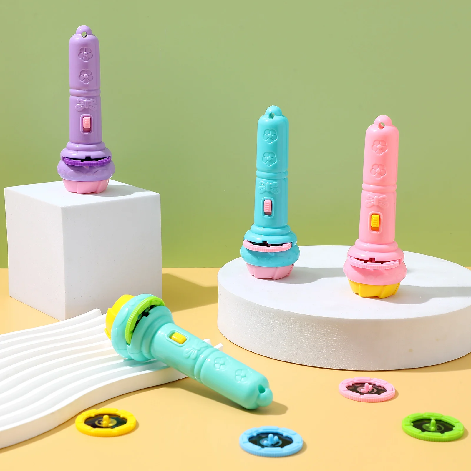 

4 Pcs Projection Flashlight for Kids High Brightness Slide Toy Compact Design Sturdy Material Handheld Projector Small