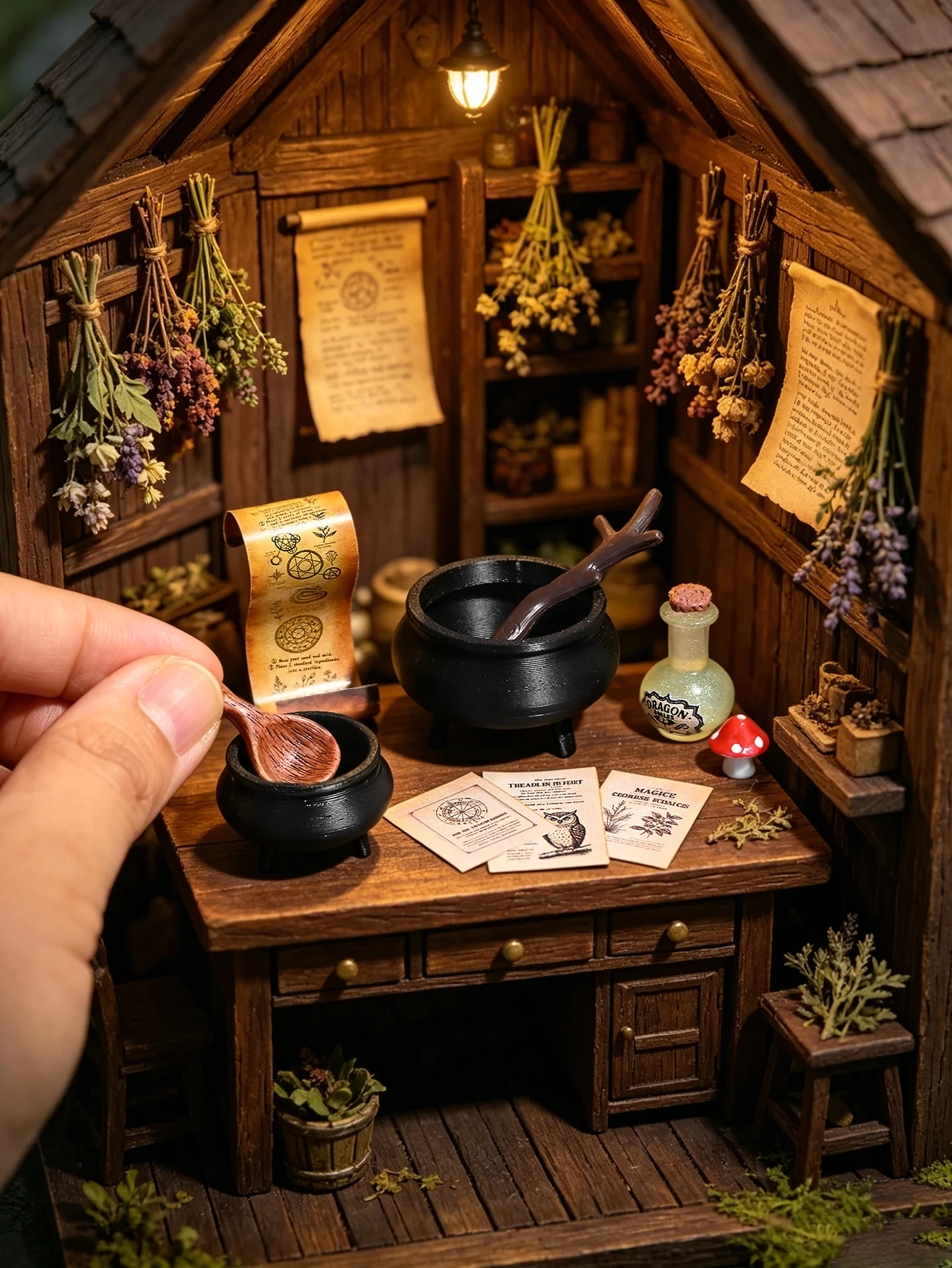 Miniature Magic Crucible Scene Decorations, Suitable for Model House Construction and Set-Up, 1/12 Dollhouse Model House Decoration Accessories, Photography Props, Micro-Landscape Decorations, Miniatures Decoration, Small Gifts, Giveaways, Home Decor Items