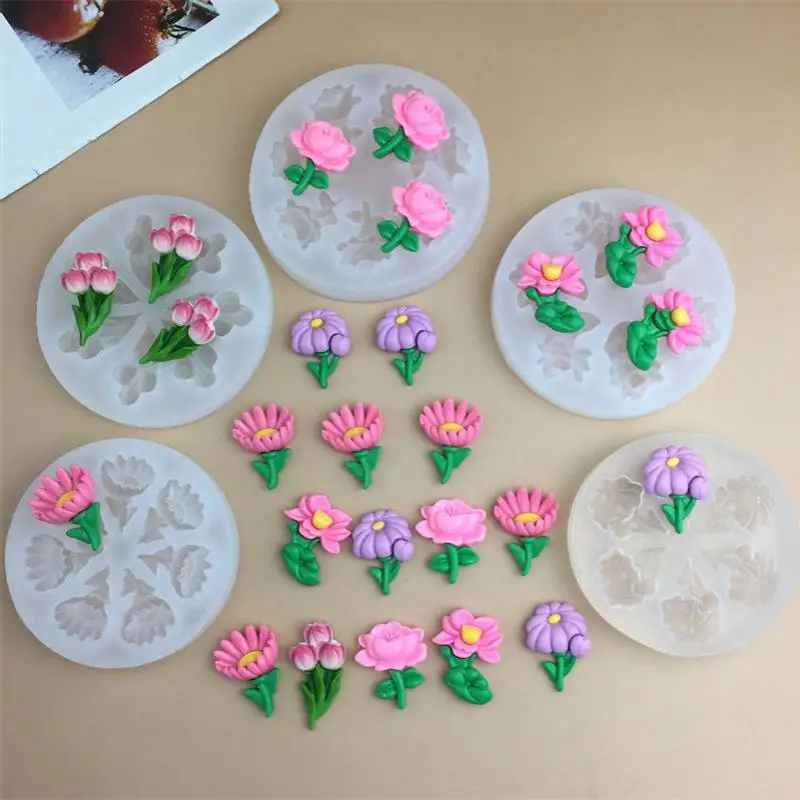 Tulip Silicone Mold Flower Sugarcraft Resin Chocolate Cupcake Fondant Cake Decorating Baking Tool Accessories