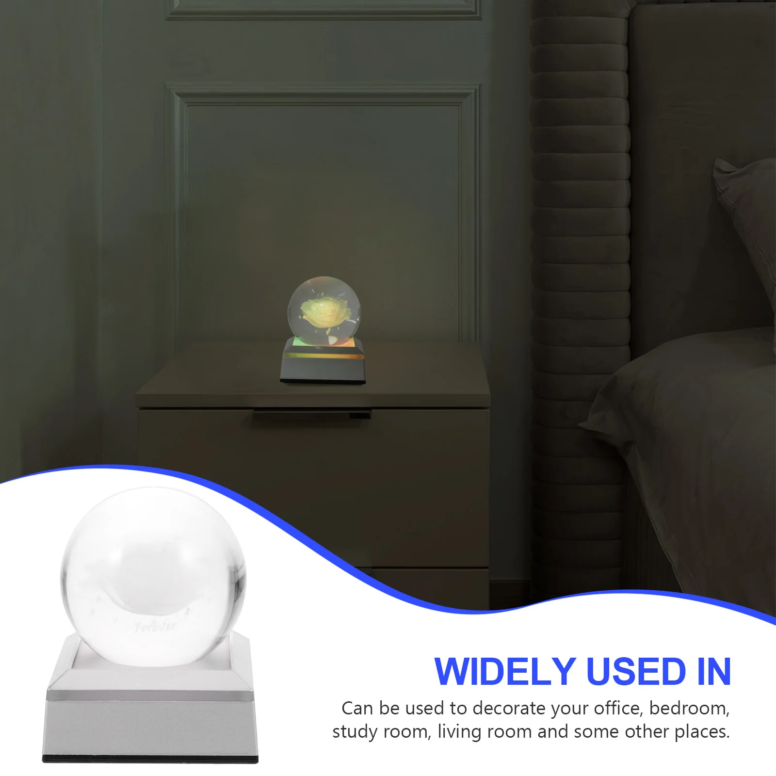 

3D Rose Crystal Ball Inner Rose Carved Elegant Decoration for Living Room Bedroom Study Valentine Gift for Her