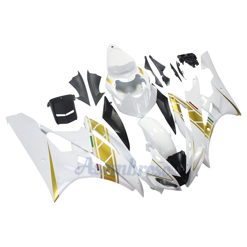 Fit For Yamaha YZF R6 2006 2007 YZF-R6 RJ11 Motorcycle Accessories Fairing Set YZFR6 06 07 White Glod Bodywork Panel Kit