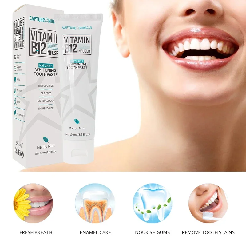 Original 3D VB-12 White Stain Removal Whitening Toothpaste Advanced Fluoride Anticavity Complex Oral Hygiene Squeeze Tooth Paste