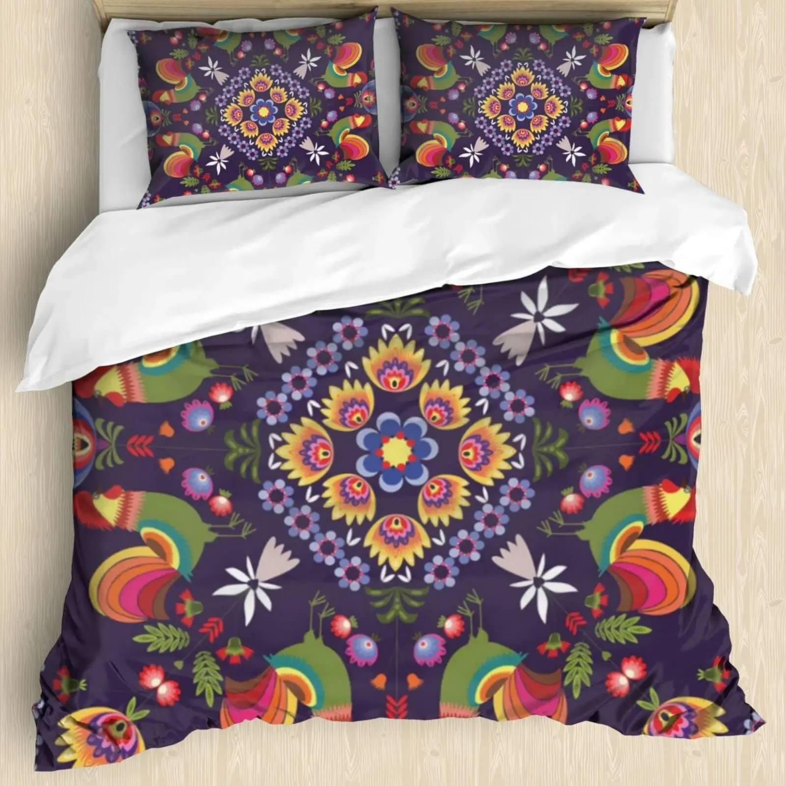 Rooster Comforter Cover King Full Size for Boys Girls, Rustic Rooster Bedding Set Duvet Cover Vintage Bedding Collection 3Pcs