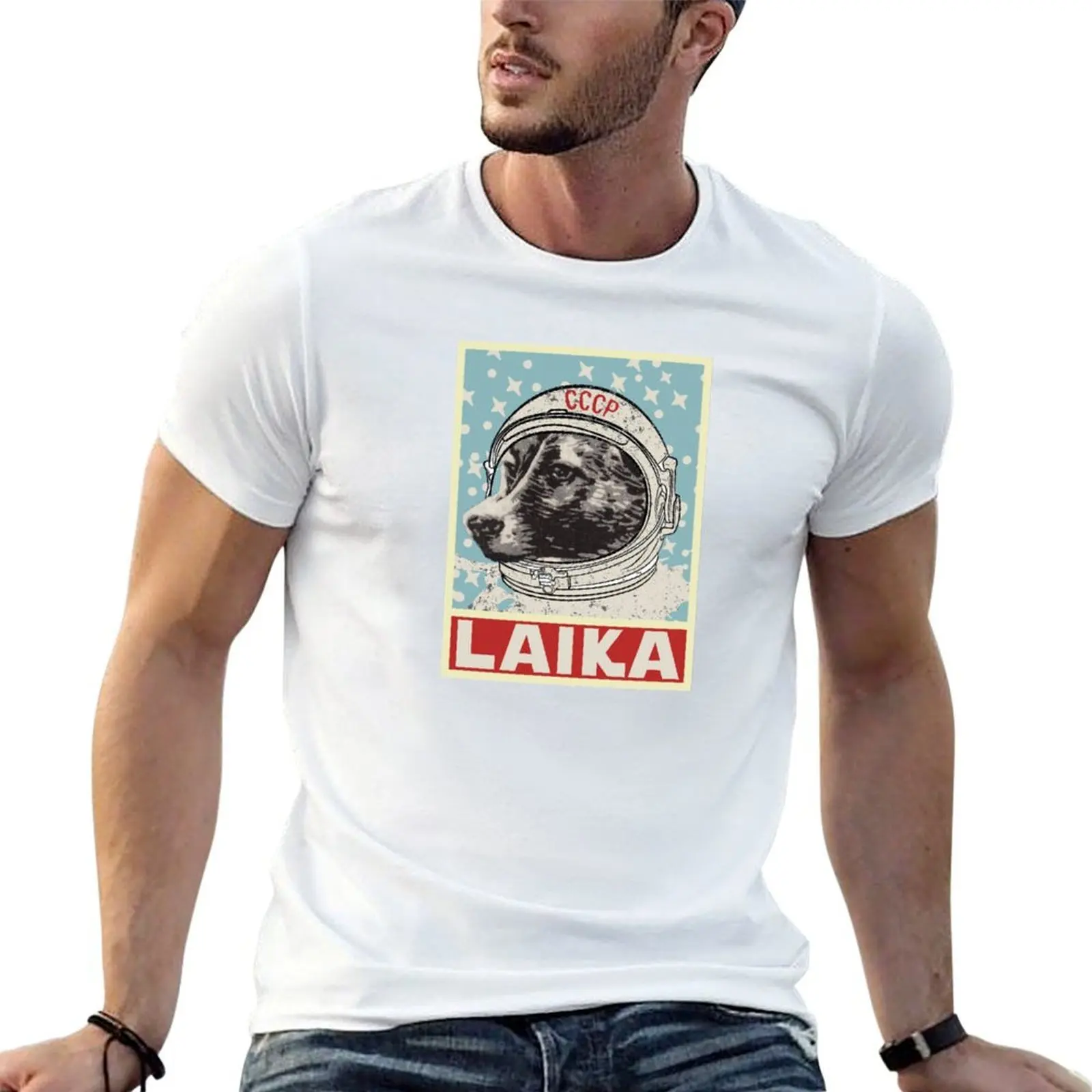 

Astronaut Laika Dog cccp T-Shirt man t shirt heavy cotton cotton t shirts high quality man t shirts for men T-shirt