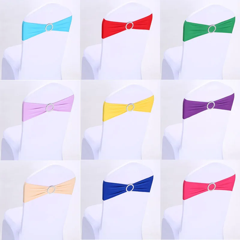 1Pcs Modern Stretch Spandex Chair Sashes Bow Bands Knot With Buckle For Hotel Wedding Party Banquet Business Meeting Decorations