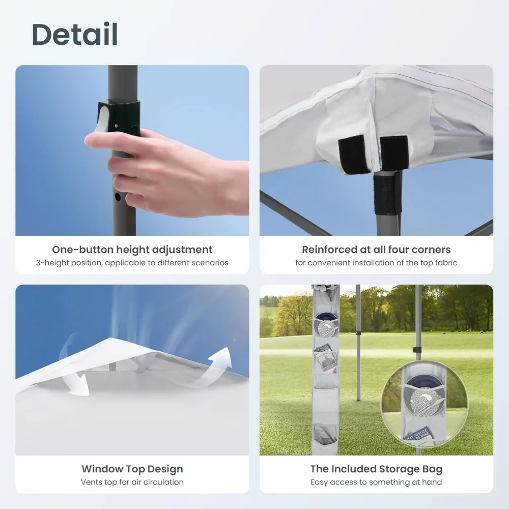 خيمة بمظلة منبثقة فورية مقاس 10 × 10 مع إعداد دفع واحد للشاطئ والمناسبات - سقف بفتحات تهوية، مساحة تخزين سهلة، مثالية للظل الخارجي