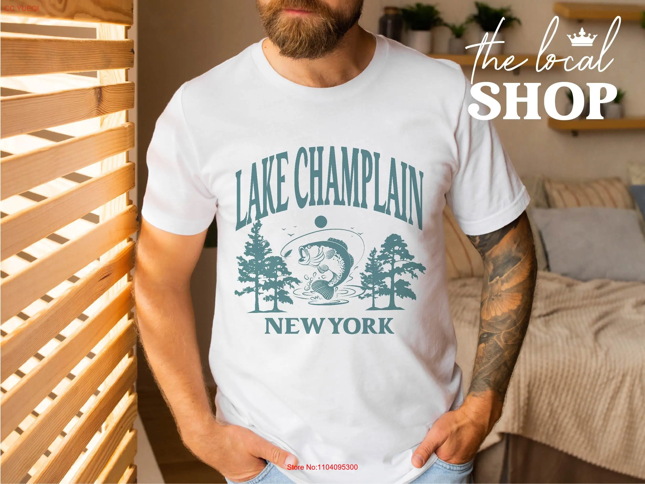 Lake Champlain T Shirt Fit new York Bass Fishing Life Wanderlust Fork long or short sleeves