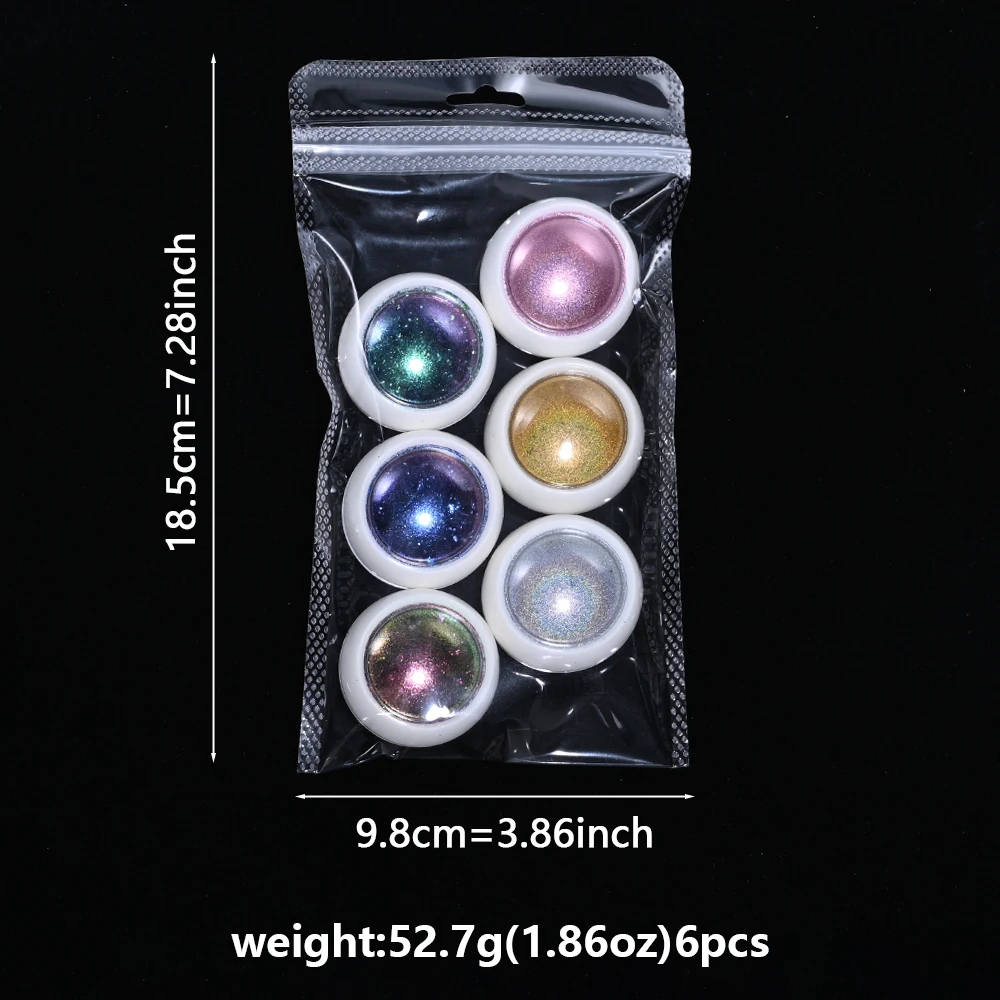 6 Teile/satz Chameleon Aurora Nagel Glitter Schillernden Opal Pigment Holographische Nagel Pulver Lidschatten Make-Up Maniküre DIY * Net 0,2g *