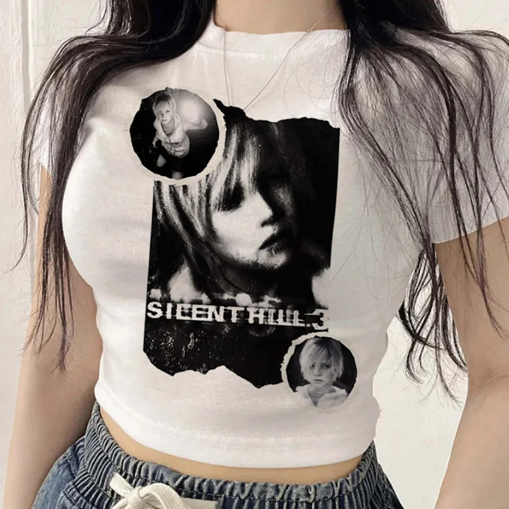 Silent Hill cropped top female dollette kawaii streetwear harajuku y2k t shirt goth meme alternative  gothic korean fashion