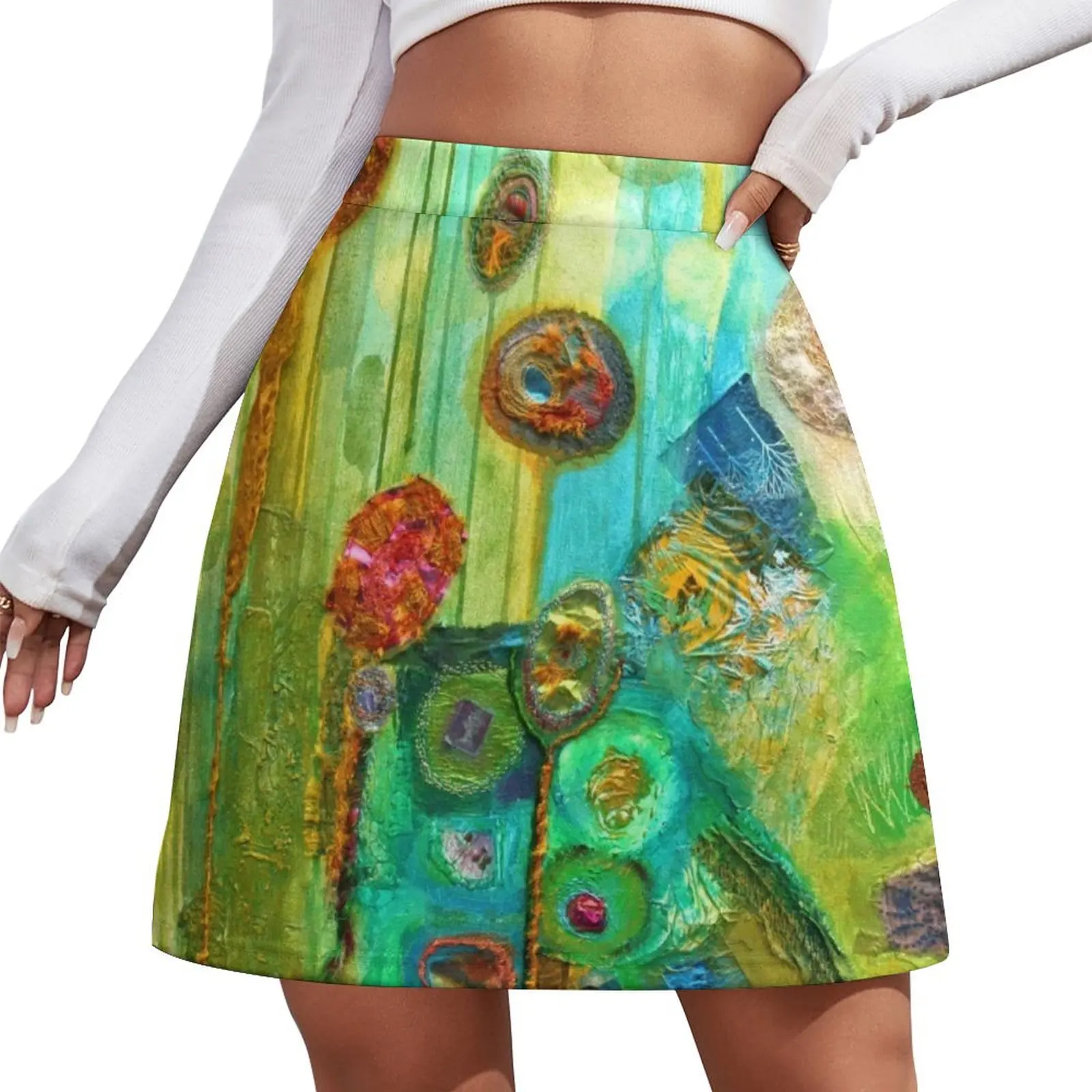 

Contrasting Variations in green, blue and pink Mini Skirt novelty in clothes korean women's clothes korean style women clothing
