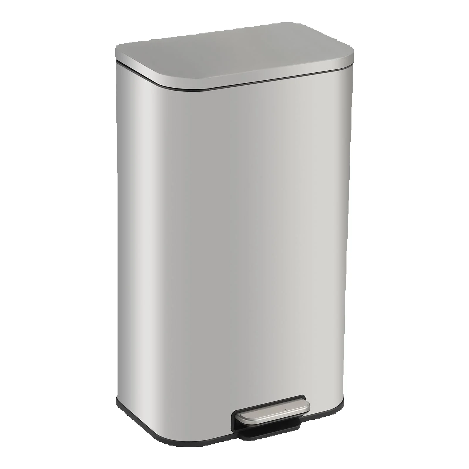 GAOMON 30 Liter Mülleimer - Edelstahl gebürstet Küchenabfalleimer mit Soft-Close-Deckel & herausnehmbarem Inneneimer, rechteckiger Treteimer für Zuhause, Büro, Bad - Silber