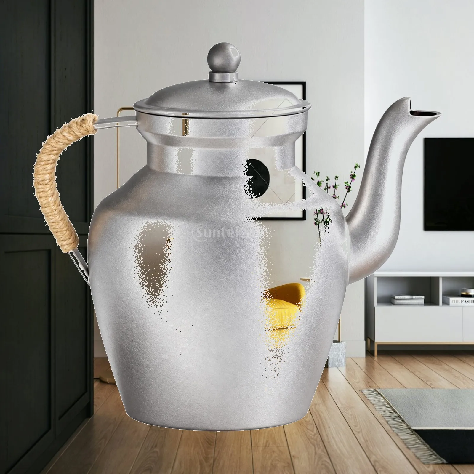 Practical Aluminum Stovetop Teapot Kettle with Rounded Body and Long Spout for Home Brewing and Casual Tea Parties