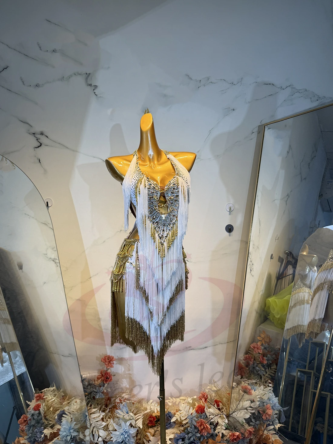 

Latin Dance AB Stone Female Adult Children's High end Customized Platinum Tassel Hollow Dress Black Pool Samba Performance Dress