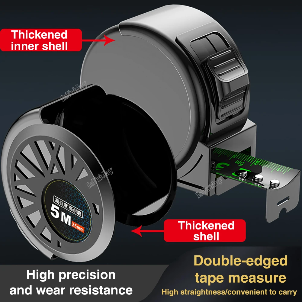 5/7.5/10M Metric Tape Measure Stainless Steel Anti-corrosion Retractable Metric Ruler Hollow Design Woodworking Measuring Tool