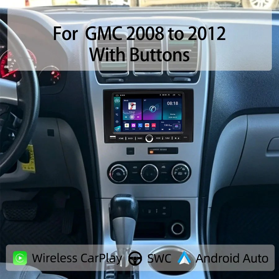 7“Android Car Radio For GMC 2008 to 2012  With Buttons Wireless CarPlay Android Auto GPS Nav Bluetooth Steering Control