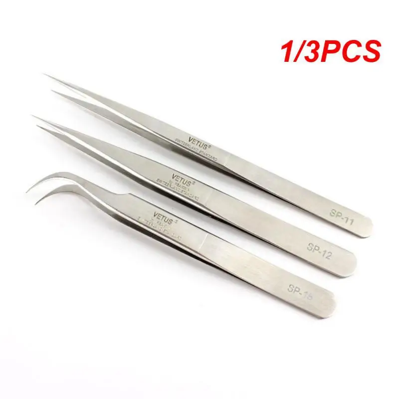 1/3PCS Ultra Precision Tweezers Stainless Steel Straigh Flywire Tweezers Pliers with Fine Tip Supper Sharp Needle