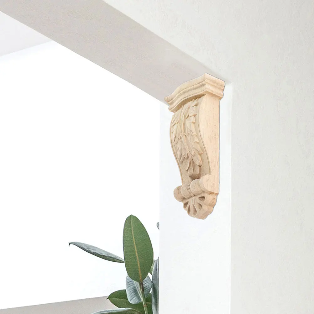 

4Pcs Solid Wood European Style Corbels Decorative Carved Corner Applique for Furniture Doorway Wall Trim Shelf Bracket Home
