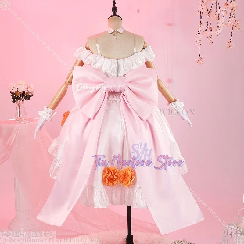 Hoshizora تأثيري أنيمي لعبة LoveLive! فستان الزفاف الوردي كاواي الدانتيل الحلو لوليتا القوس زهرة الباروكات حفلة الهالوين #3
