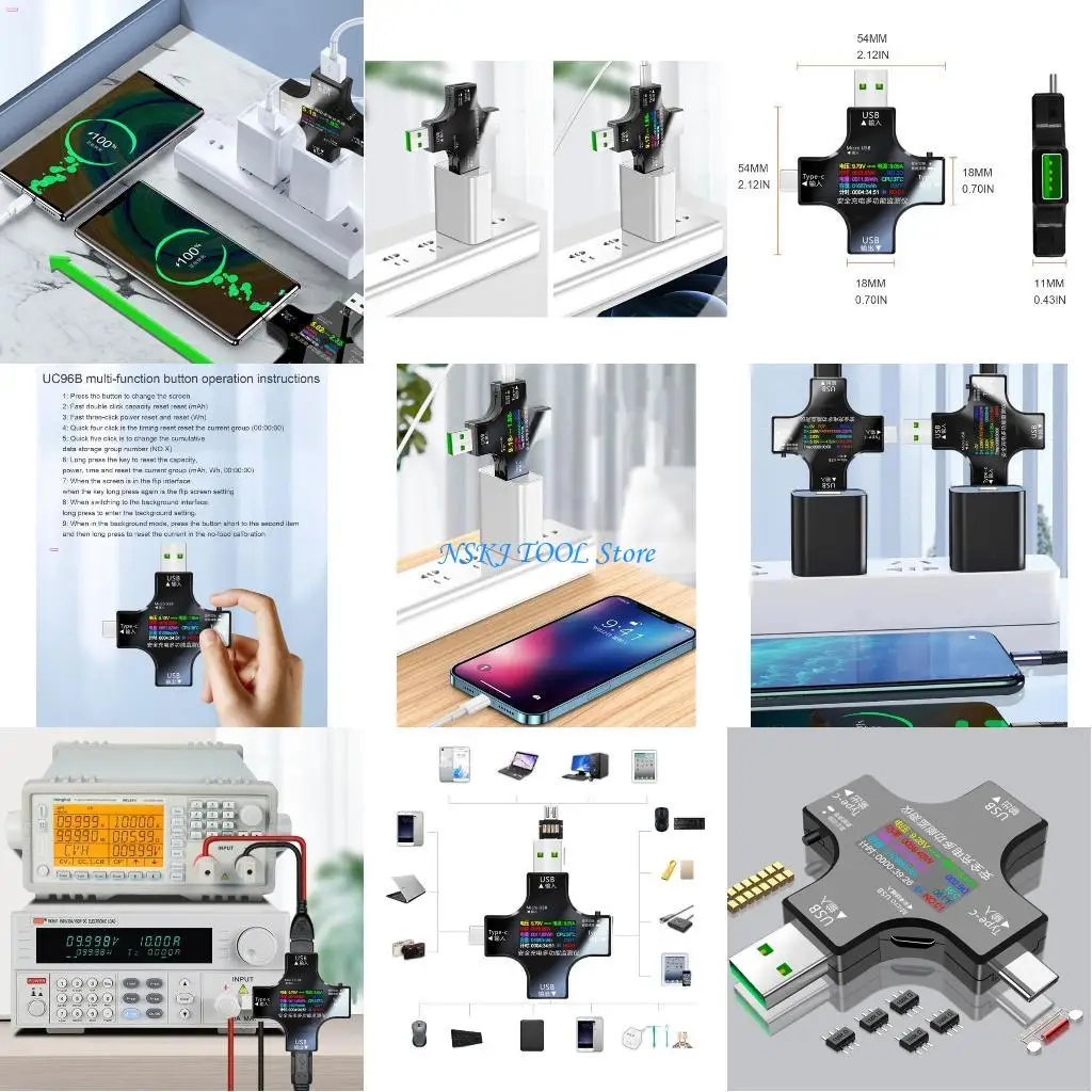 

L8RC Type-C USB Power Meter 2 in 1 Digital Multimeter Current Tester Meter