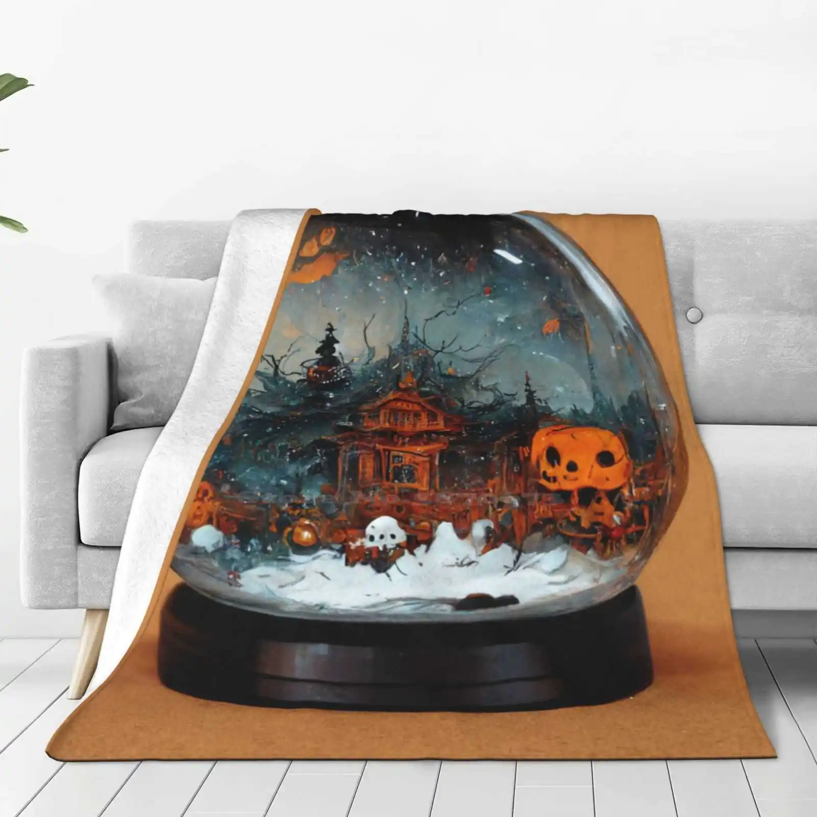 Halloween Snow Globe Soft Warm Throw Blanket Halloween Snow Glass Christmas