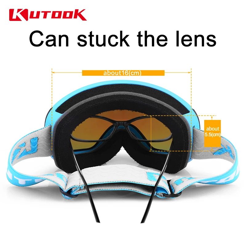 KUTOOK Ski Glasses Goggles Double Layers UV Protection Winter Snowboard Glasses fo Men Interchangeable Lens Snowmobile Eyeswear