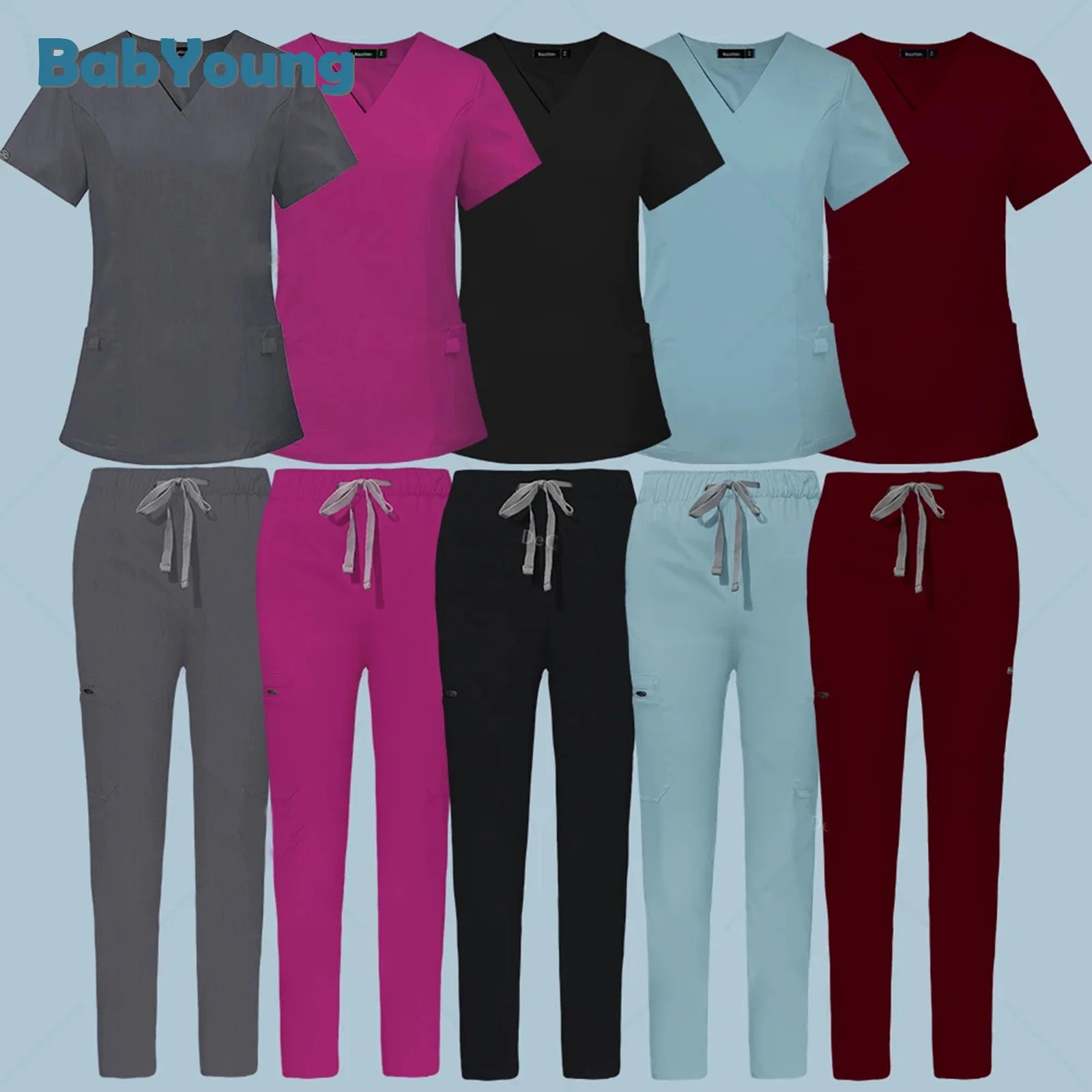 

Workwear Nurse Tops+Straight Pants Medical Nursing Uniform Women Men Pet Shop Beauty Work Suit Doctor Surgery Scrubs Set