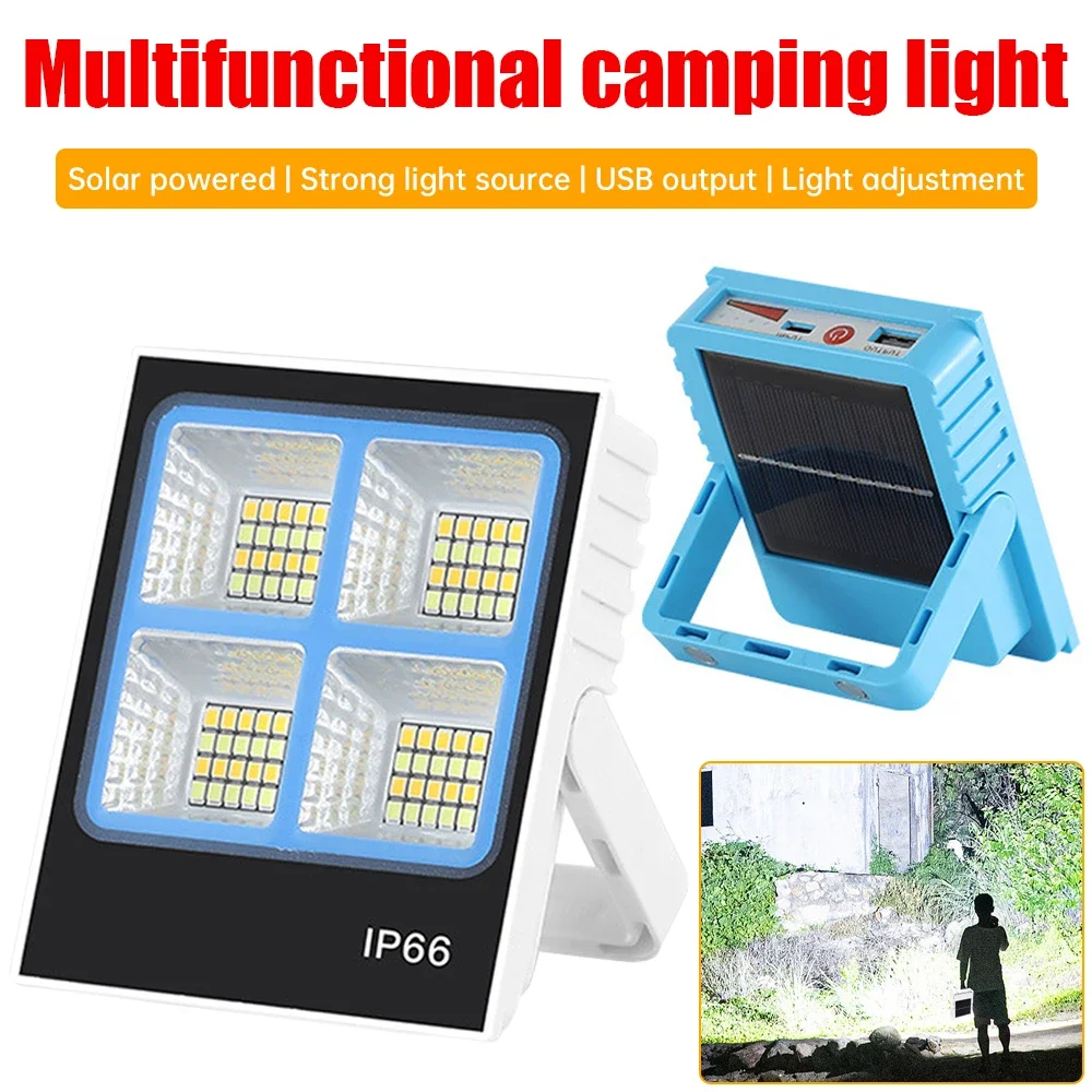 

New Rechargeable Solar Flood Light Outdoor Portable LED Reflector Spotlight Rechargeable Projector Floodlight Construction Lamp