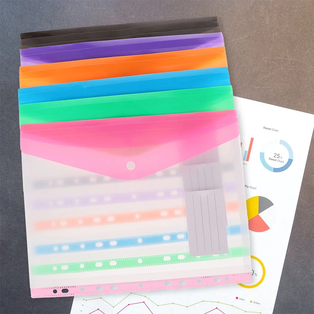 

6pcs Snap Button File Bags Clear Document Pouches Portable Organizing Pockets For Office School Multi-Functional Binder Storage