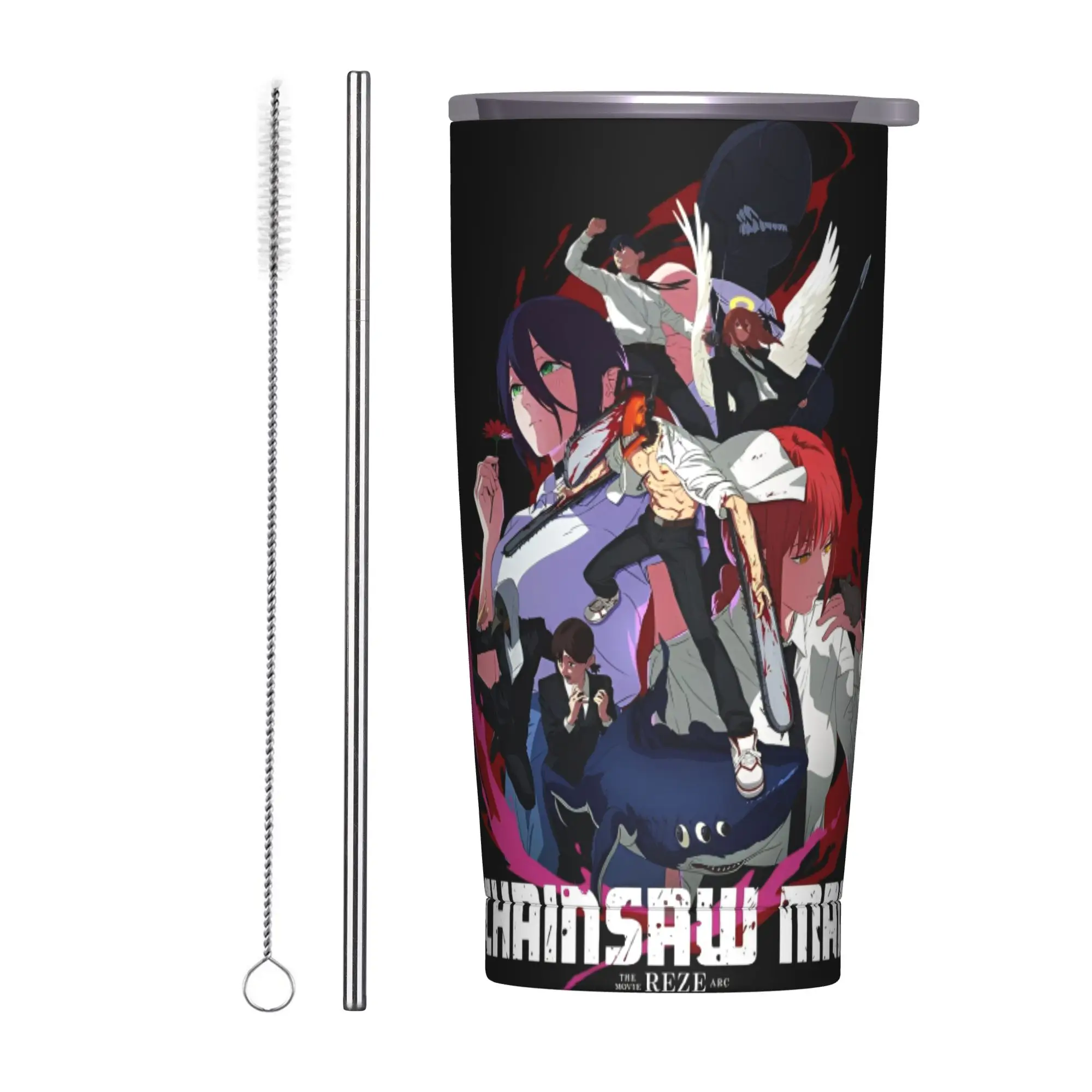 

Chainsaw Man Reze Insulated Tumbler with Lid Makima Power Aki Denji Stainless Steel Coffee Mugs Outdoor Travel Bottle Cup, 20oz