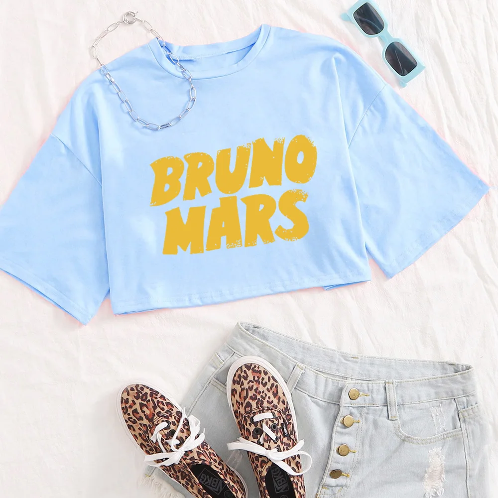 Bruno Mars Doo-Wops & Hooligans  2024 Shirt Tops O-Neck Short Sleeves Casual Fans Gift Girls Clothing Super-short