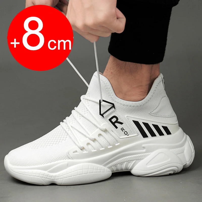 

Men Elevator Shoes Man Breathable Casual Shoes Hidden Heels 8cm 6cm Height Increasing Shoes Height Increase Shoes For Men