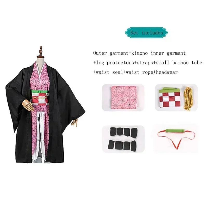 Demon Slayer Kamado Tanjirou Zenitsu Abito Costume Cosplay Anime Set per bambini Uomo Abito di Halloween Uphallwaen Donna Bambini