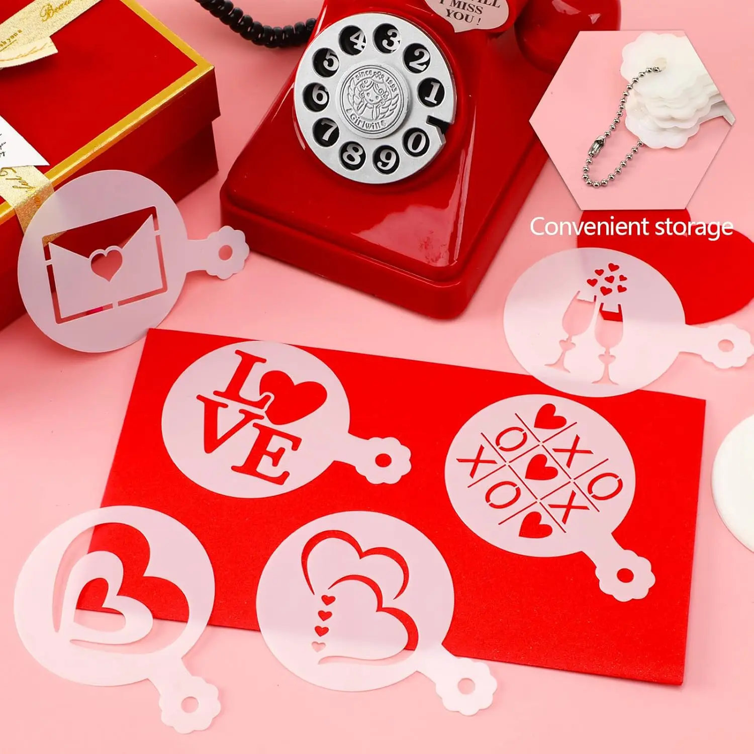 36Pcs Valentine's Day Stencils, Reusable Cookie Coffee Decor Stencils, Love Hollow Template for Baking Dessert DIY Party Decor
