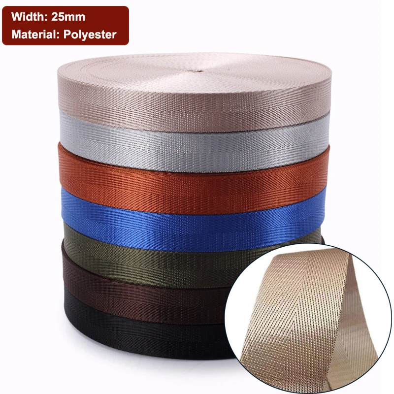 

50 Yards/Roll Multi-Color 25mm 1" Webbing Garment Ribbon Strap For Backpack Bags Belt Strap Tape Handmade Accessories 31 Colors