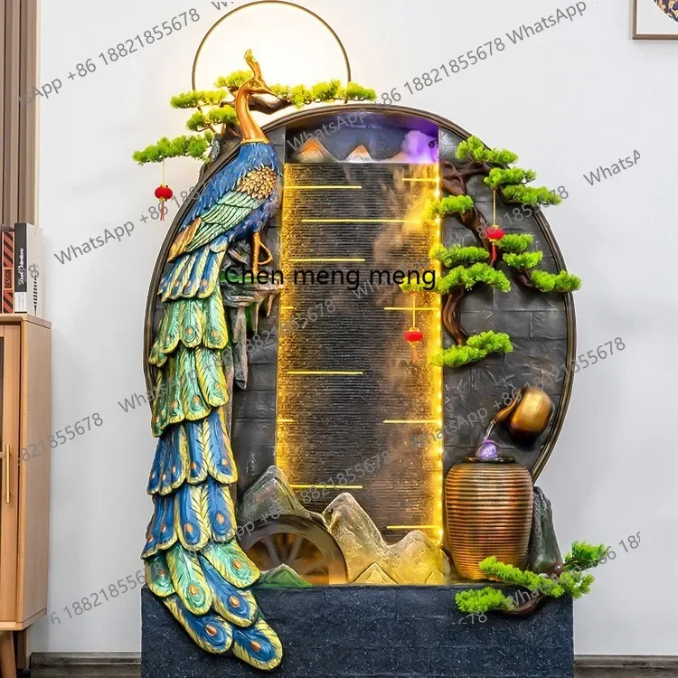A74Flowing water fountain water curtain wall Chinese peacock screen courtyard landscaping decoration front desk floor ornament
