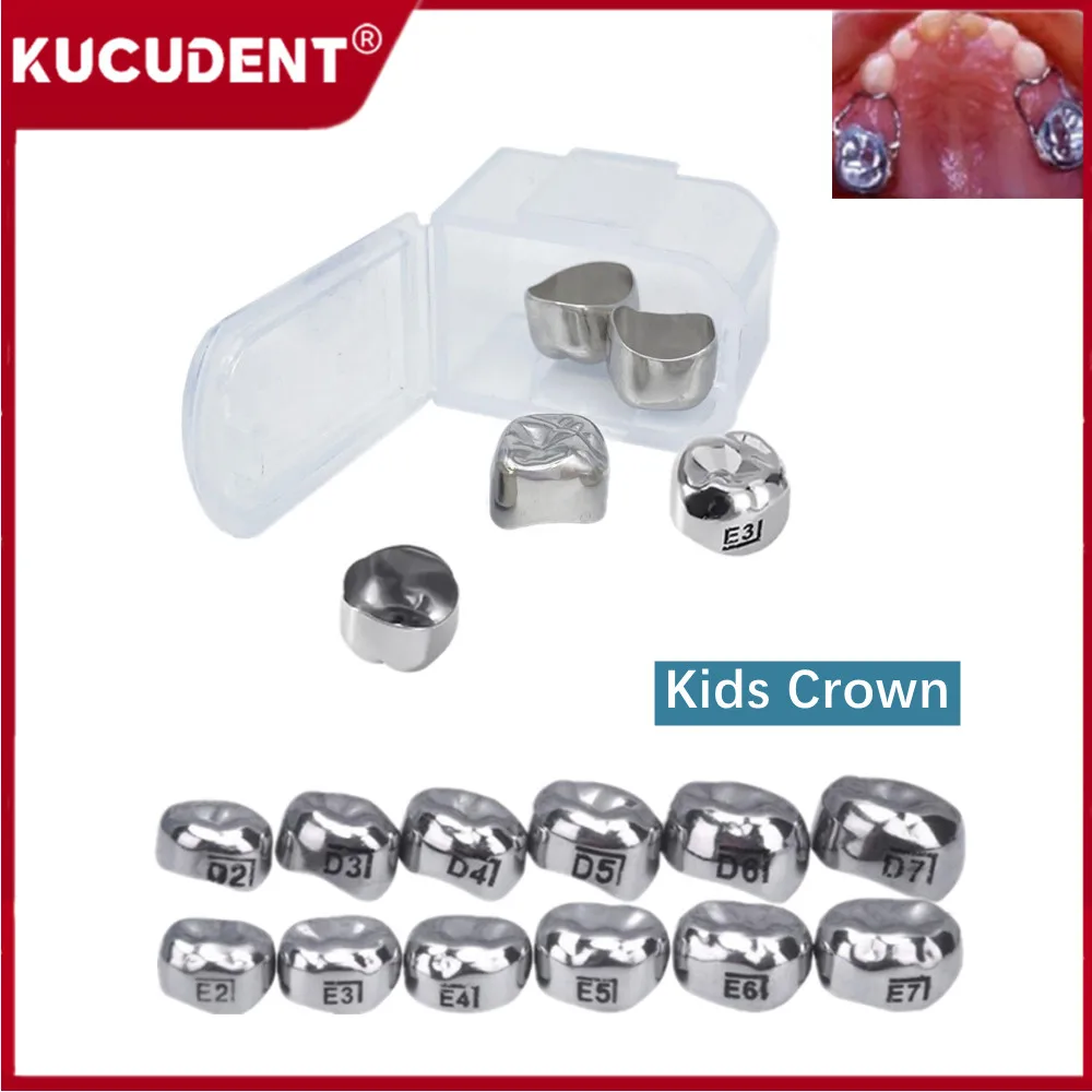 

5Pcs/Box Dental Kids Crown Primary Molar Teeth Refill Stainless Steel Pediatric Preformed Temporary Crowns Children Therapy Tool