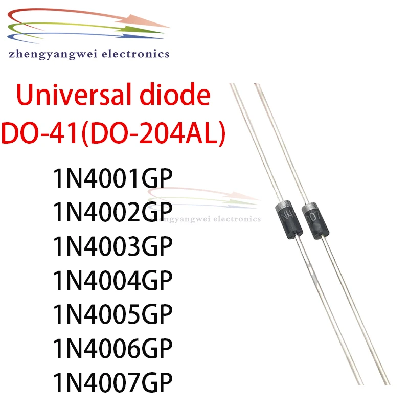 50PCS 1N4001GP 1N4002GP 1N4003GP 1N4004GP 1N4005GP 1N4006GP 1N4007GP Universal diode DO-41(DO-204AL) power rectifier diode