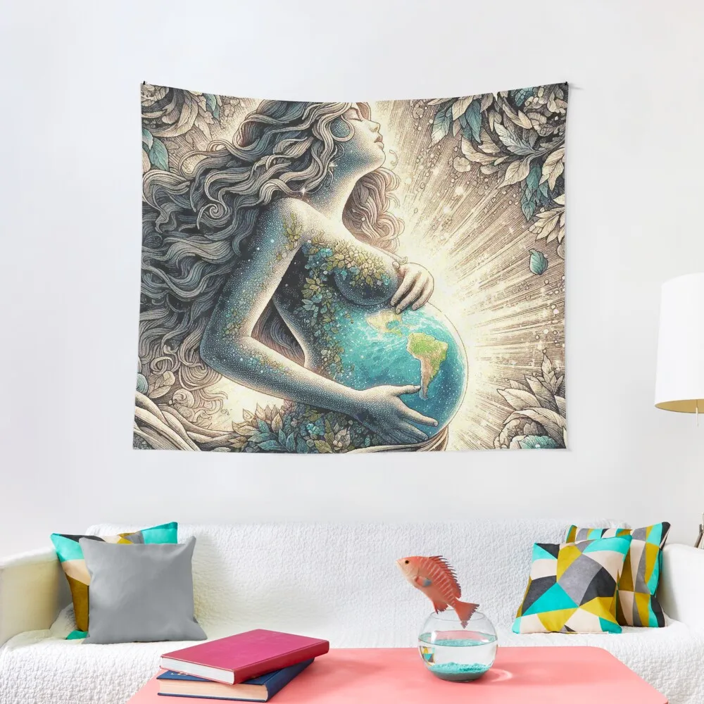

Birth of Earth Mother Gaia Earth Day Tapestry Wall Hanging Decor Room Aesthetic Decor Decor For Bedroom Tapestry