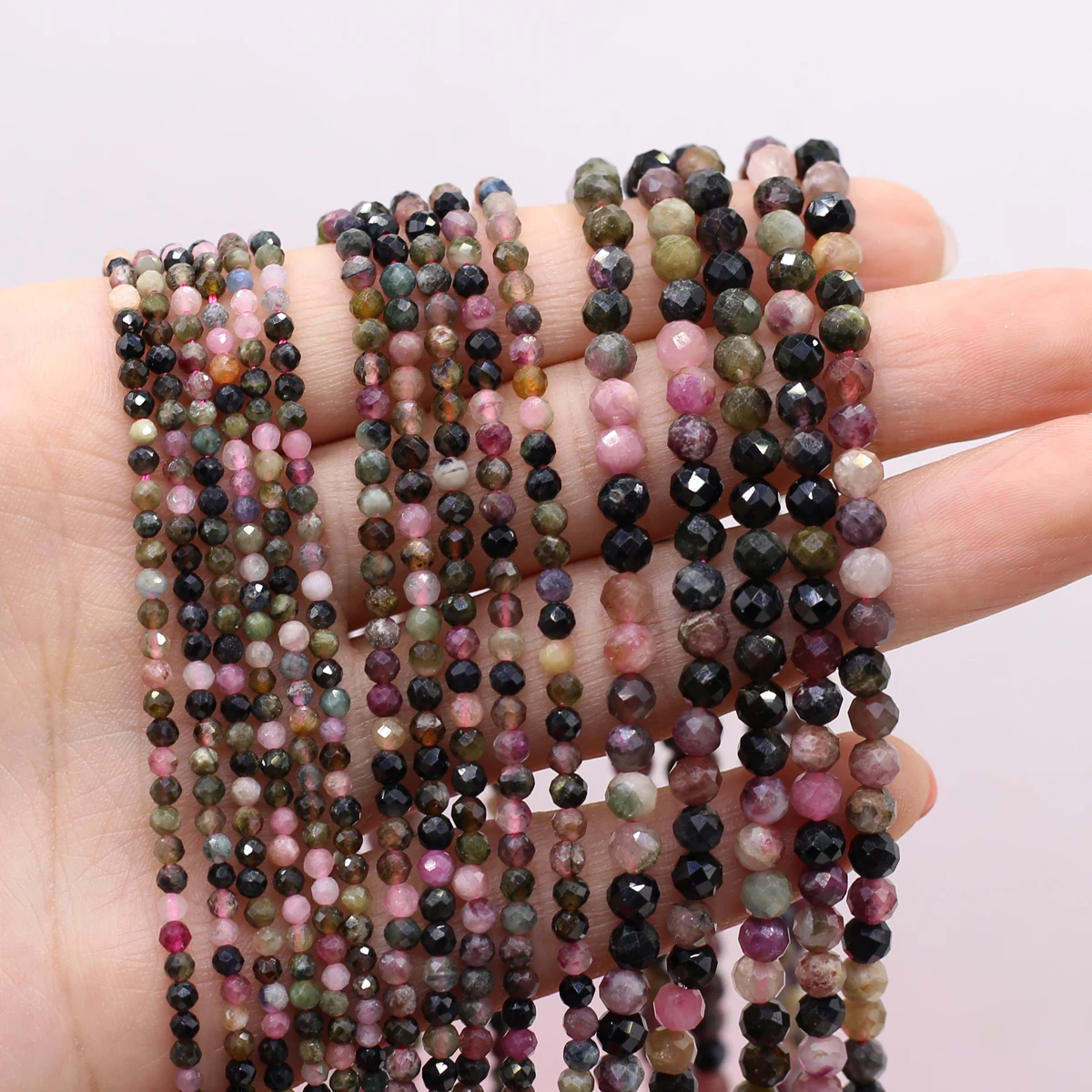 

2/3/4mm Colored Tourmaline Round Faceted Beads Natural Stone Beads for Jewelry Making Supplies DIY Necklace Bracelet Accessories