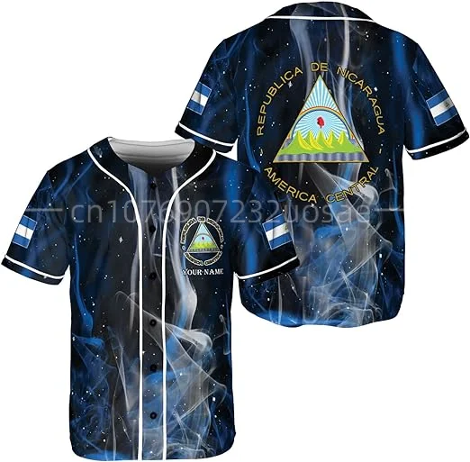 

Men's baseball shirt Custom Nicaragua Flag 3D Print Mesh Baseball Jersey Shirt Top Tee Men Streetwear Short Sleeve Sport